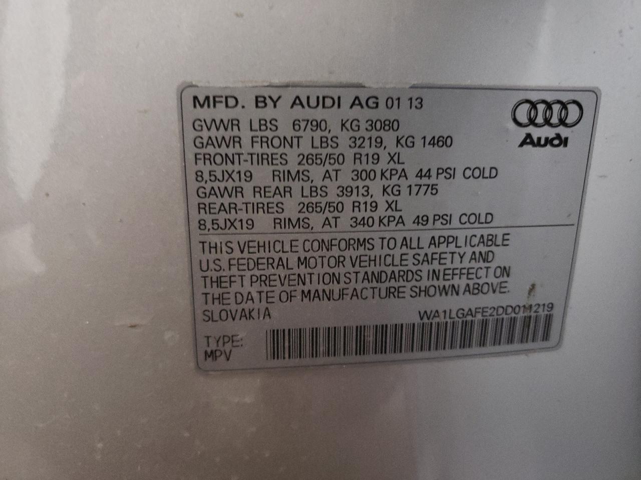 WA1LGAFE2DD011219 2013 Audi Q7 Premium Plus