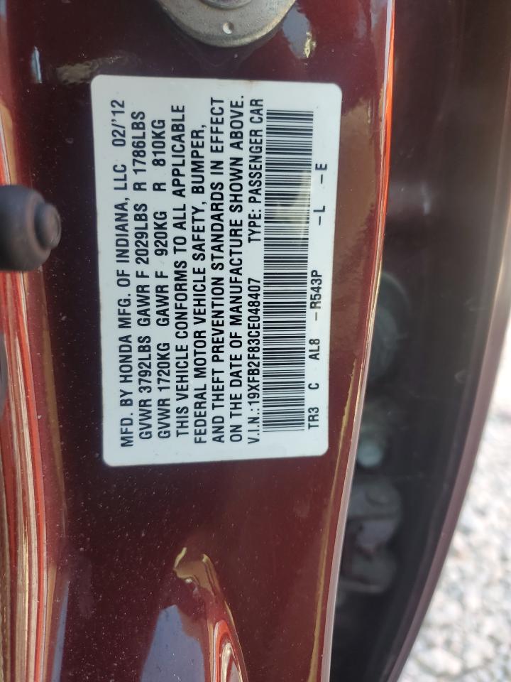 19XFB2F83CE048407 2012 Honda Civic Ex