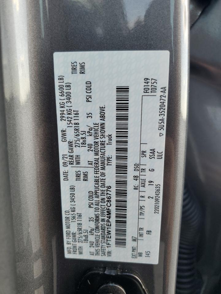 1FTEW1EP4MFC86776 FORD F-150 2021