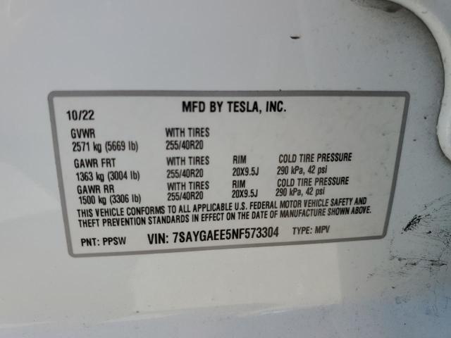 2022 Tesla Model Y VIN: 7SAYGAEE5NF573304 Lot: 56922644