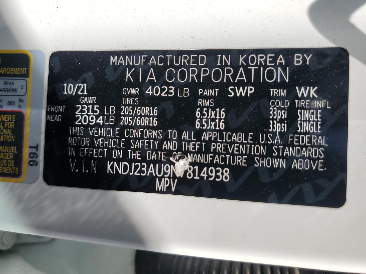 KNDJ23AU9N7814938 2022 Kia Soul Lx