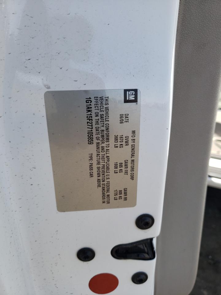 1G1AK15F277105859 2007 Chevrolet Cobalt Ls