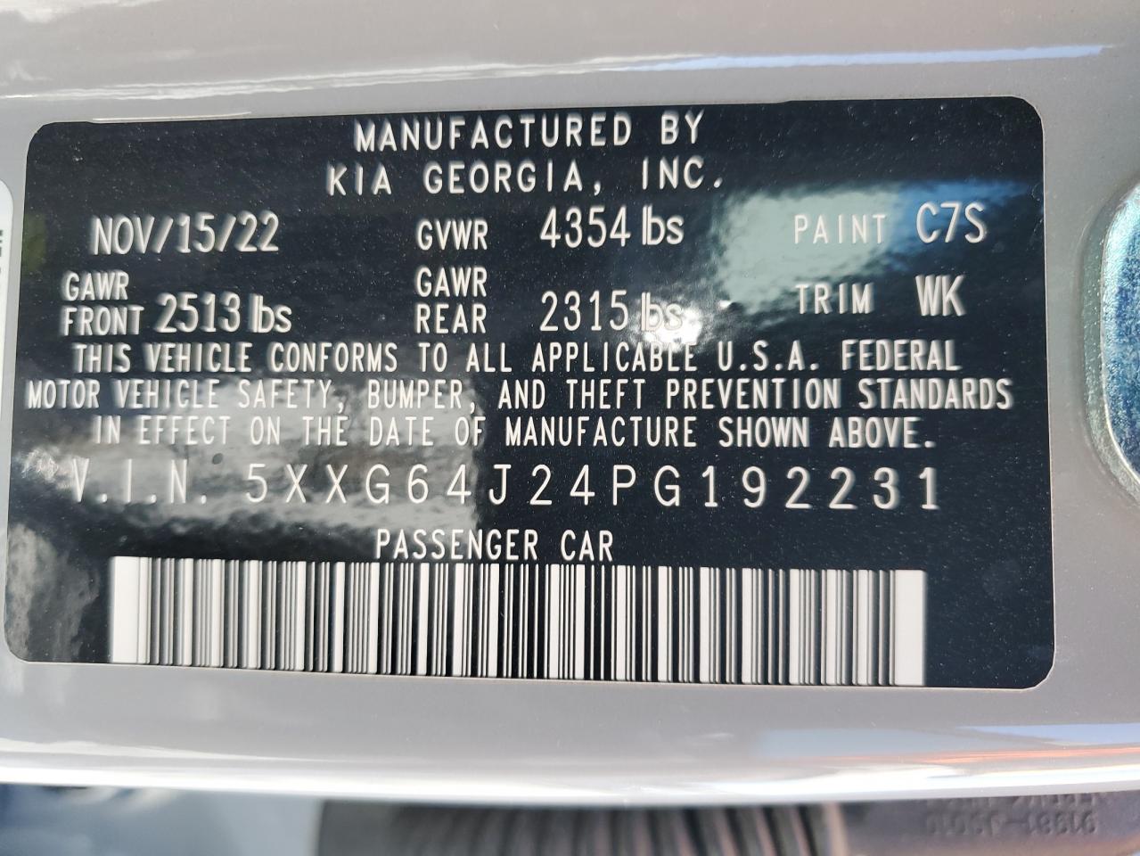 5XXG64J24PG192231 2023 Kia K5 Gt Line