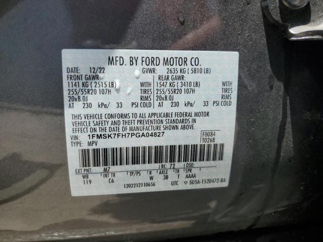 2023 Ford Explorer Limited VIN: 1FMSK7FH7PGA04827 Lot: 56108254