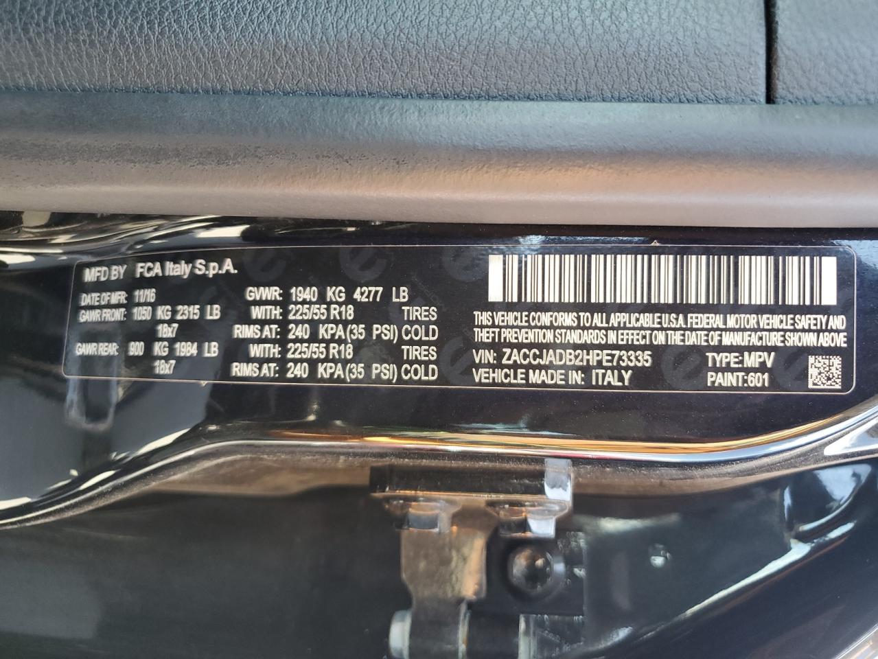 ZACCJADB2HPE73335 2017 Jeep Renegade Limited