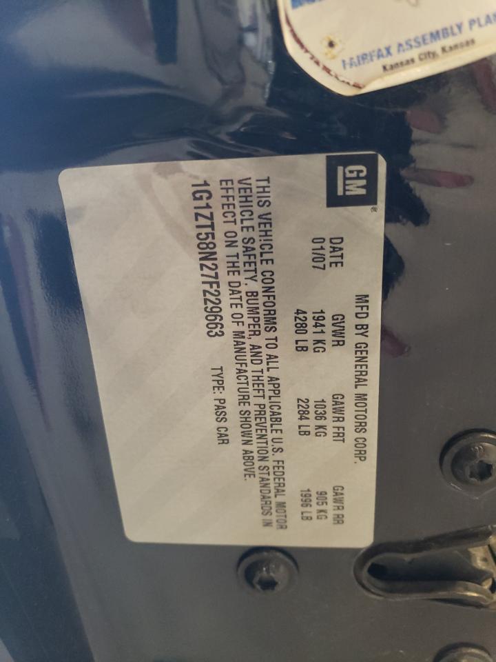 1G1ZT58N27F229663 2007 Chevrolet Malibu Lt