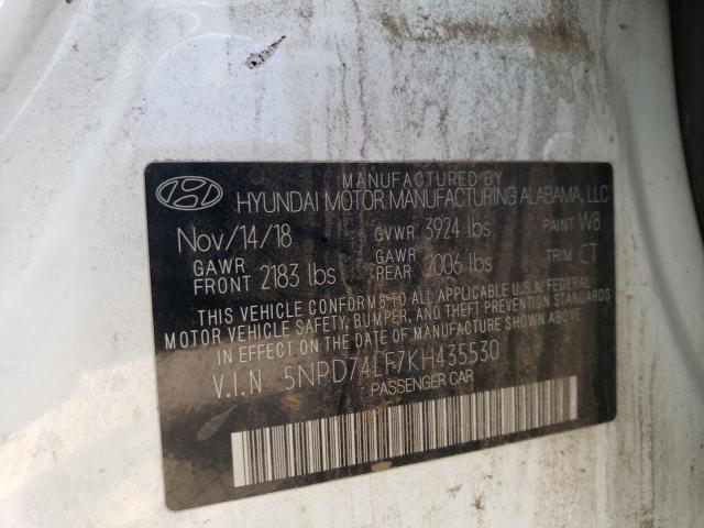 2019 Hyundai Elantra Se VIN: 5NPD74LF7KH435530 Lot: 56965784