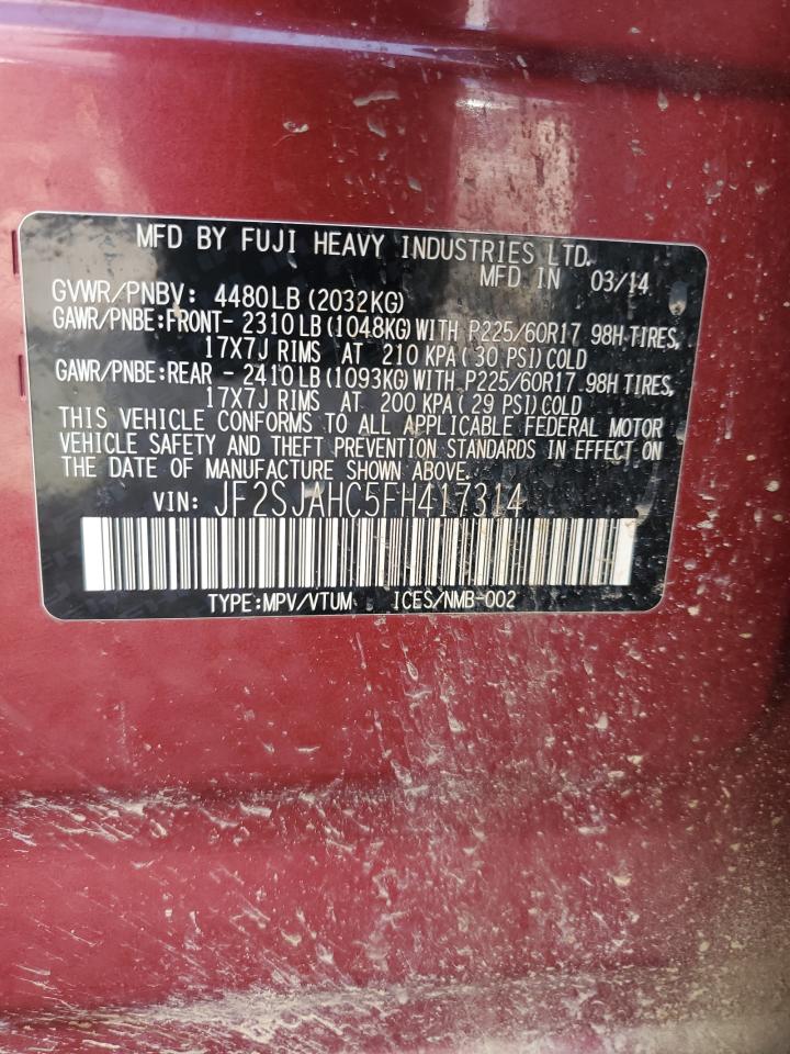 JF2SJAHC5FH417314 2015 Subaru Forester 2.5I Limited