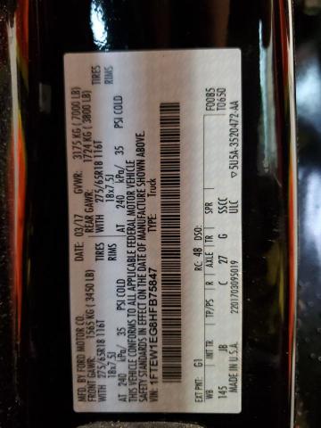 2017 Ford F150 Supercrew VIN: 1FTEW1EG8HFB75847 Lot: 55497114