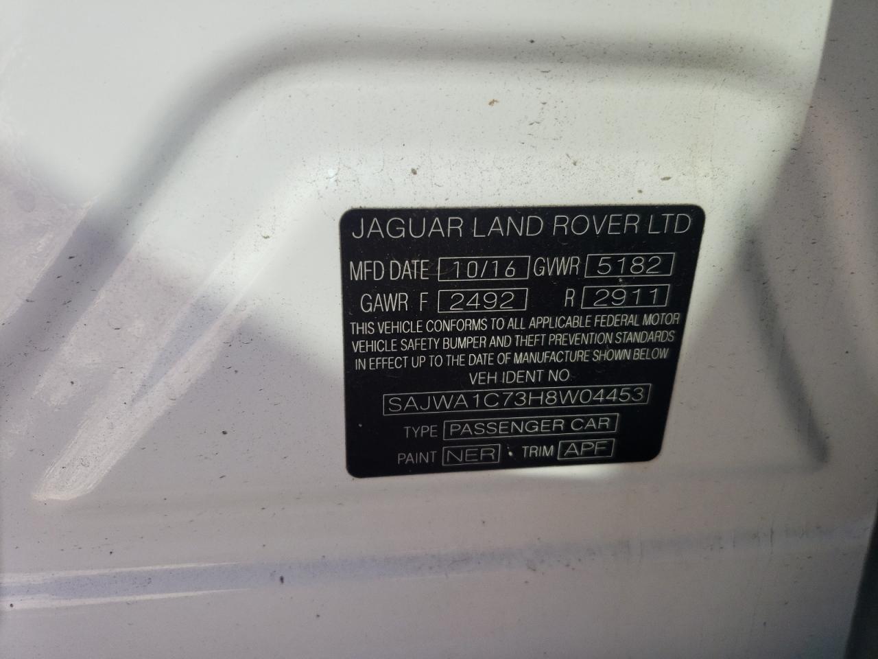 SAJWA1C73H8W04453 2017 Jaguar Xj