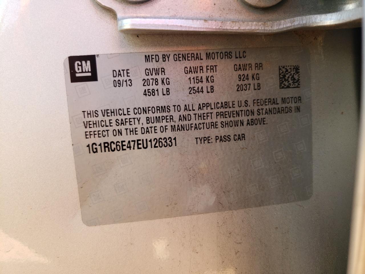 1G1RC6E47EU126331 2014 Chevrolet Volt