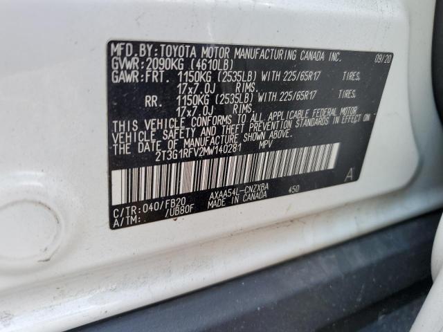 2021 Toyota Rav4 Le VIN: 2T3G1RFV2MW140281 Lot: 55870044