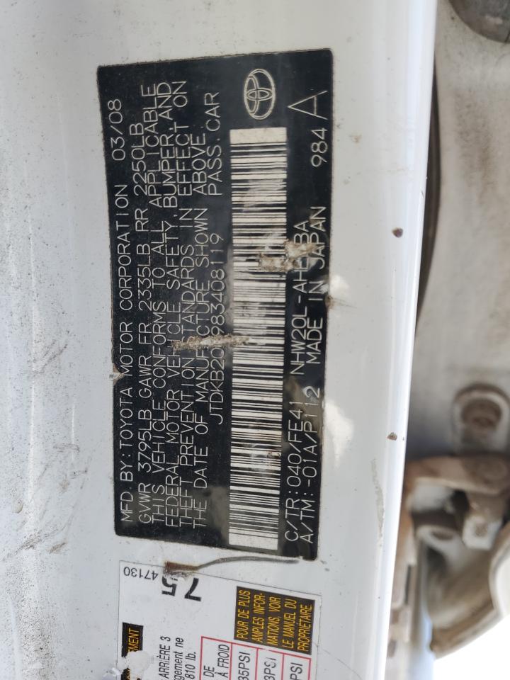 JTDKB20U983408119 2008 Toyota Prius