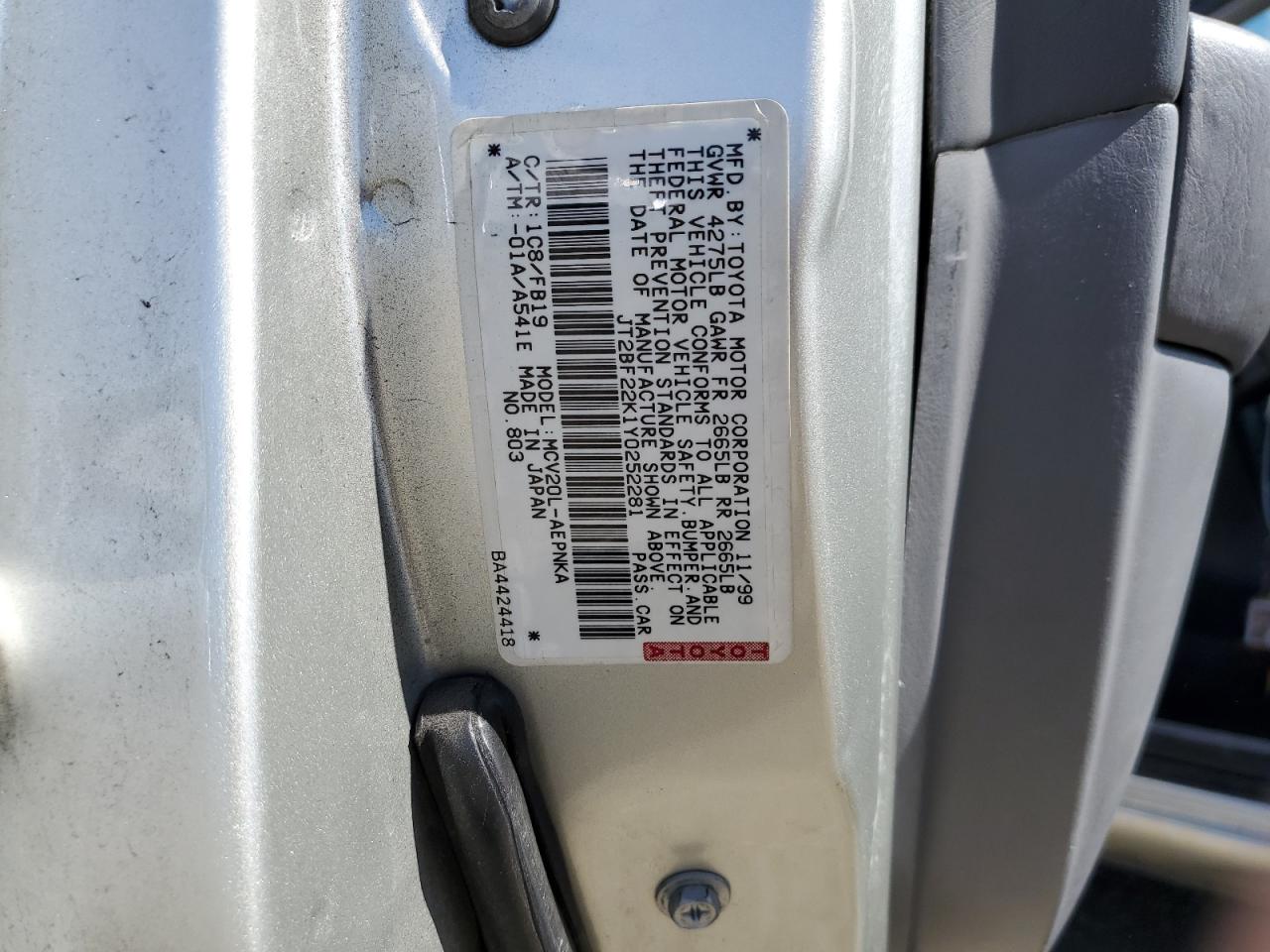 JT2BF22K1Y0252281 2000 Toyota Camry Ce