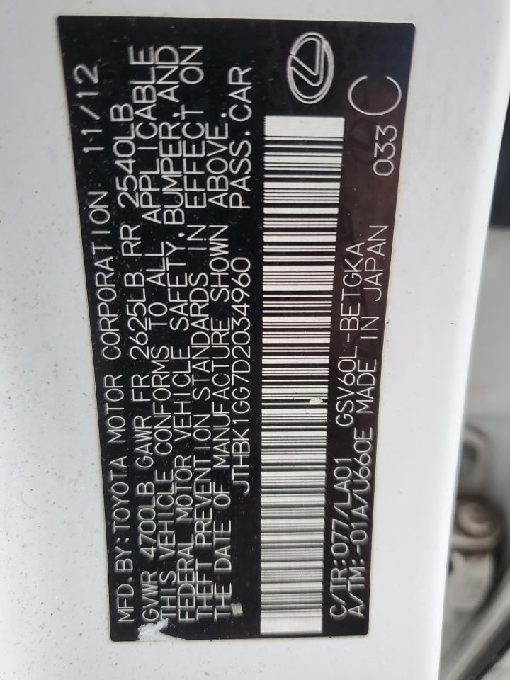 JTHBK1GG7D2034960 2013 Lexus Es 350