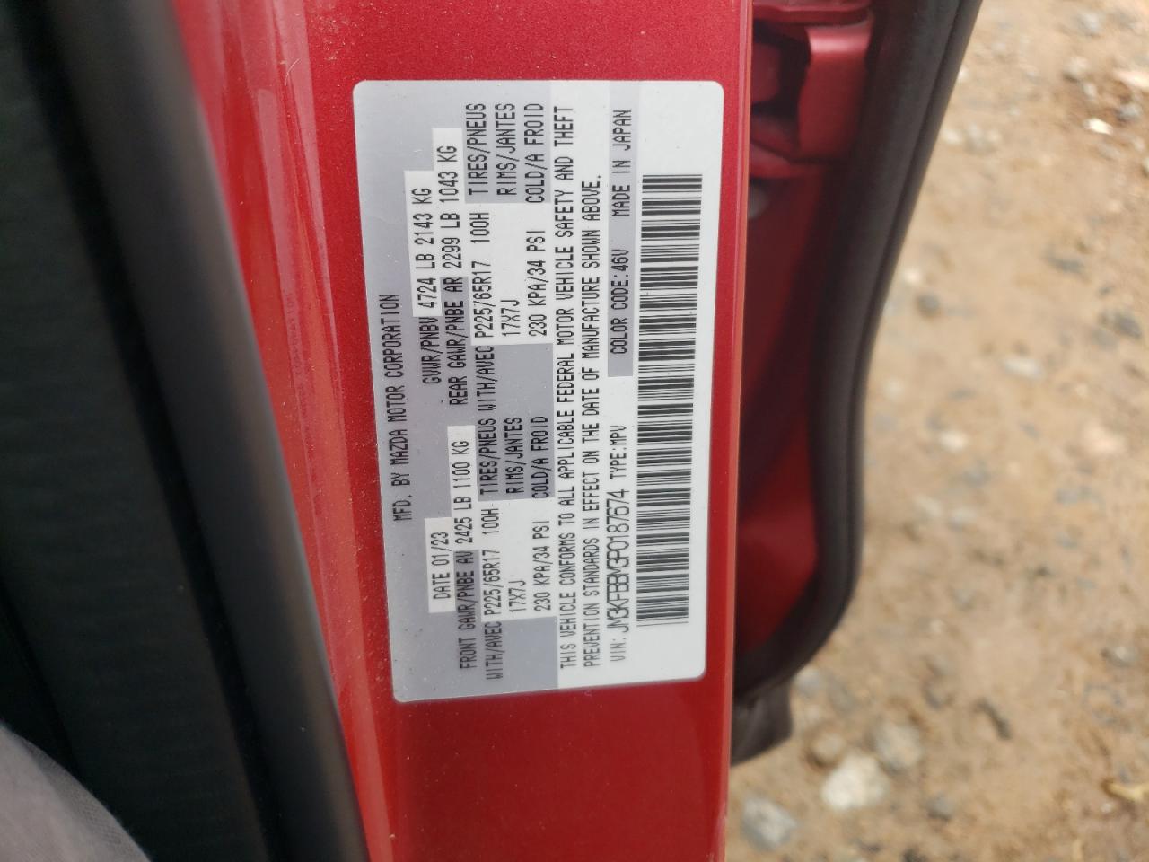 JM3KFBBM3P0187674 2023 Mazda Cx-5 Select