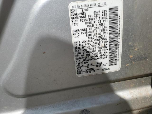 2010 Nissan Rogue S VIN: JN8AS5MV7AW602009 Lot: 55896604