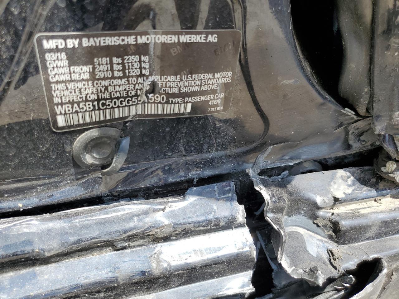 WBA5B1C50GG551590 2016 BMW 535 I