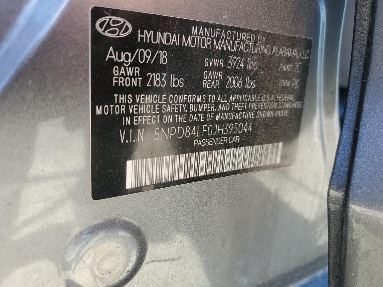 5NPD84LF0JH395044 2018 Hyundai Elantra Sel