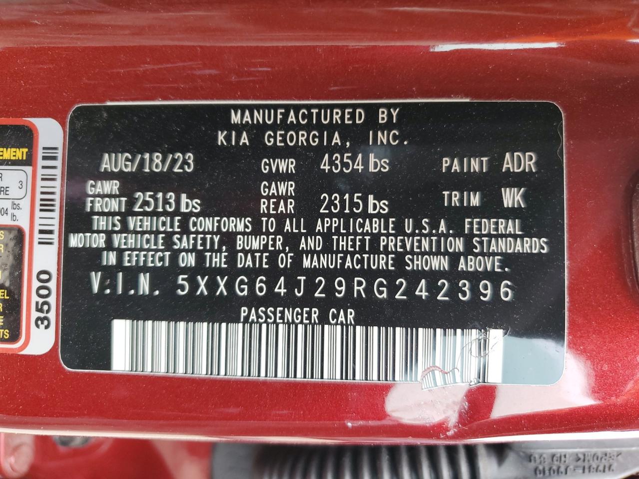 5XXG64J29RG242396 2024 Kia K5 Gt Line