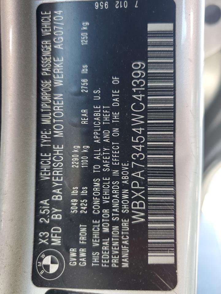 WBXPA73454WC41399 2004 BMW X3 2.5I