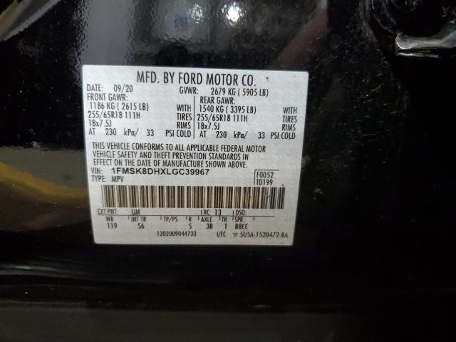 2020 Ford Explorer Xlt VIN: 1FMSK8DHXLGC39967 Lot: 57237294