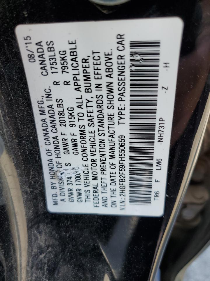 2HGFB2F59FH550659 2015 Honda Civic Lx