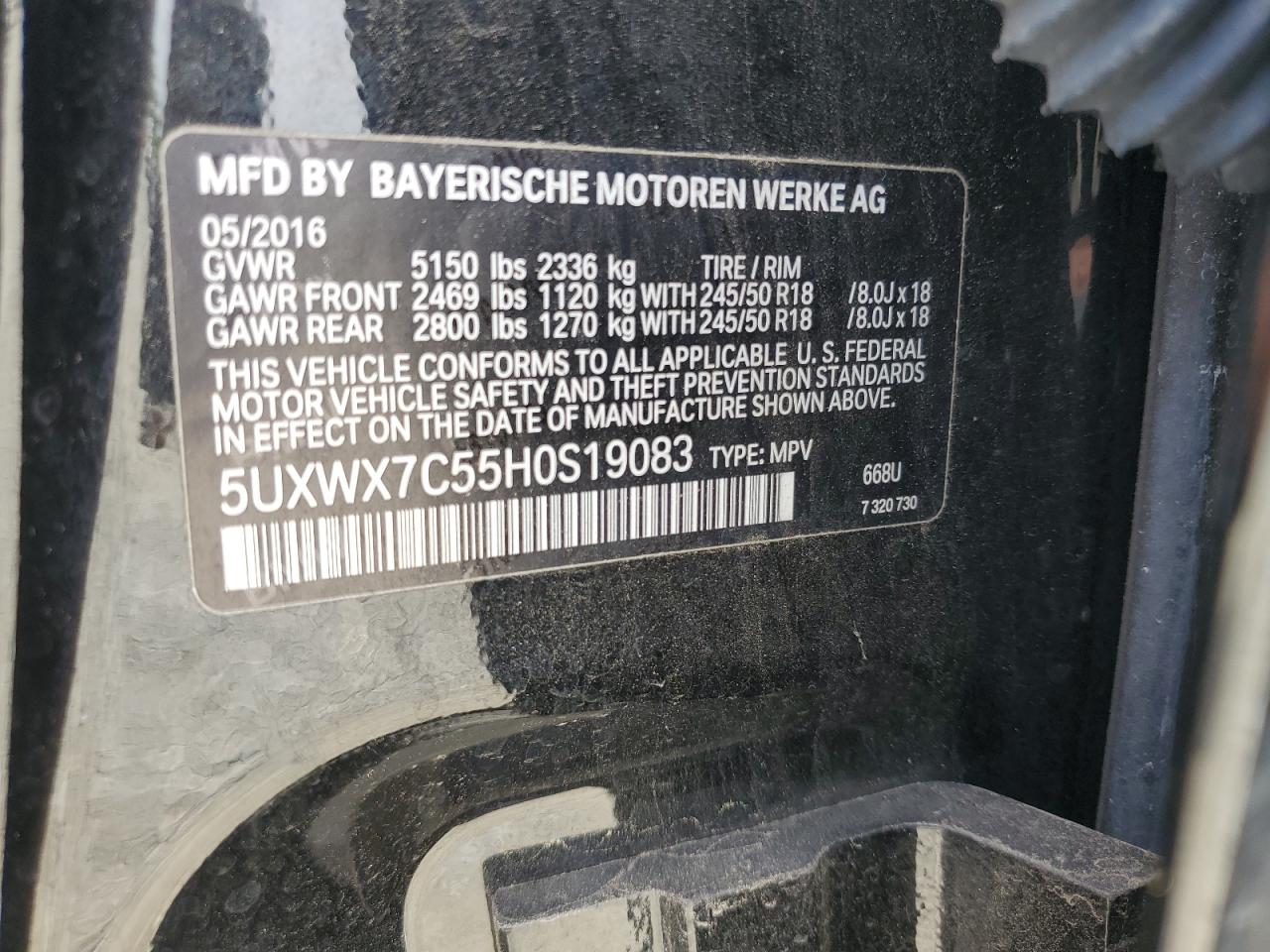 5UXWX7C55H0S19083 2017 BMW X3 xDrive35I