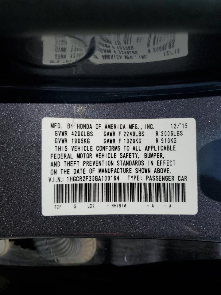 1HGCR2F35GA100164 2016 Honda Accord Lx