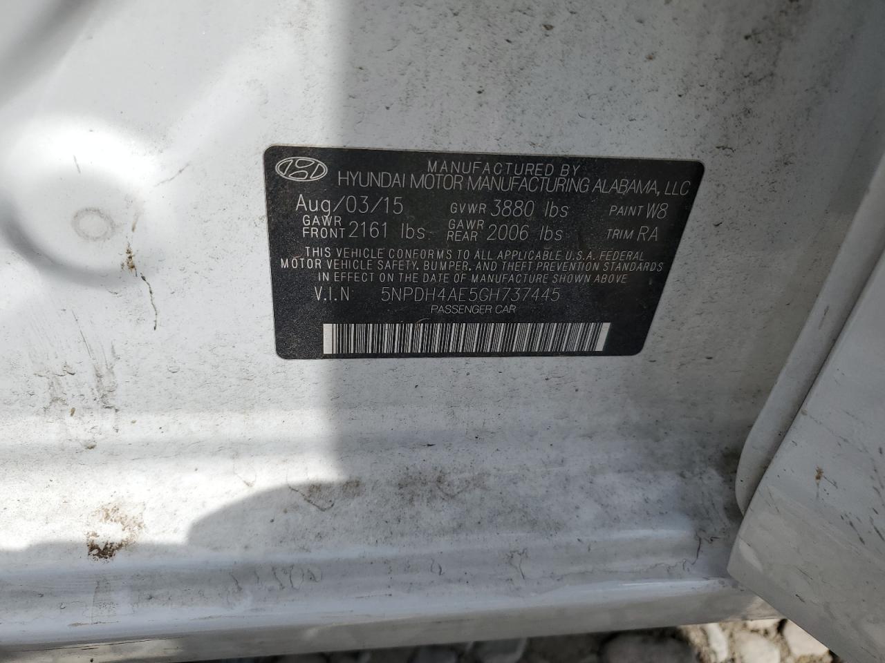 5NPDH4AE5GH737445 2016 Hyundai Elantra Se