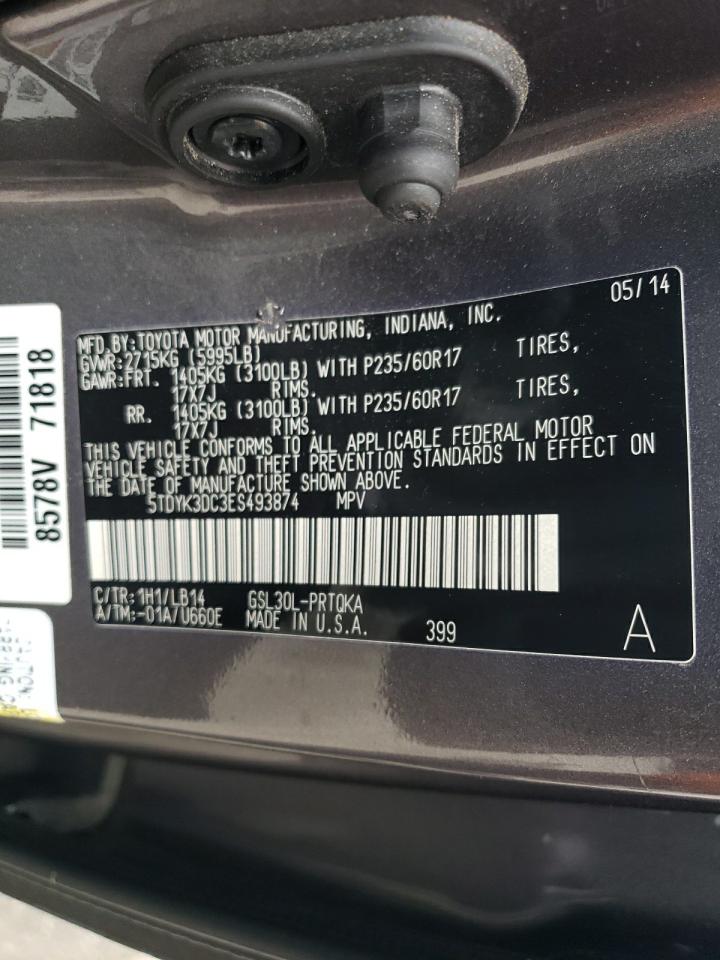 5TDYK3DC3ES493874 2014 Toyota Sienna Xle