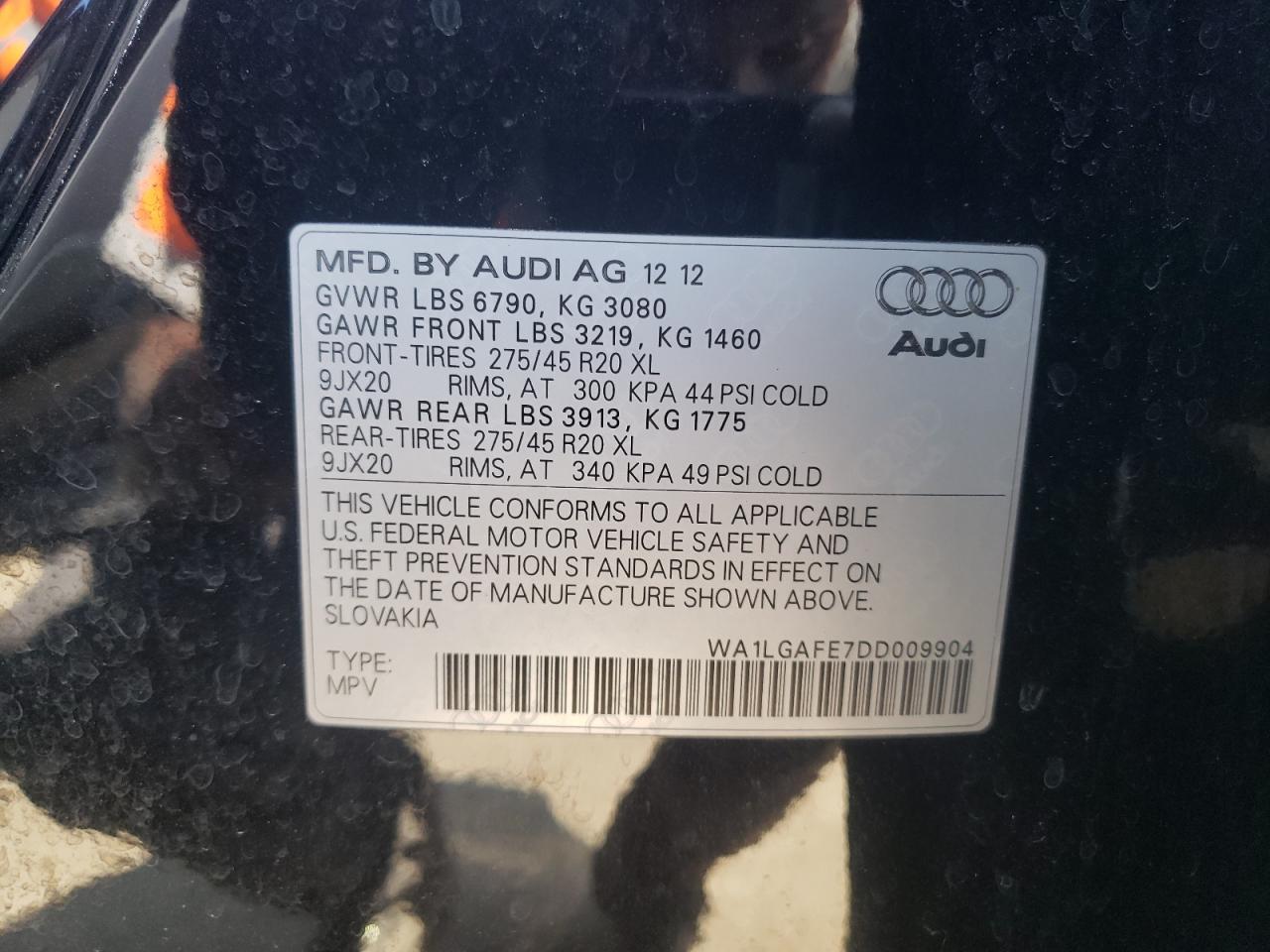 WA1LGAFE7DD009904 2013 Audi Q7 Premium Plus