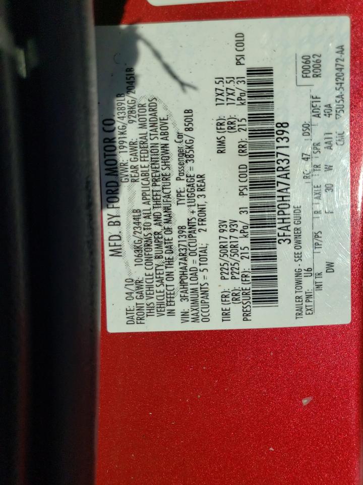 3FAHP0HA7AR371398 2010 Ford Fusion Se