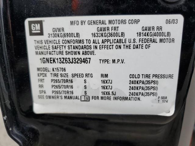 2003 Chevrolet Tahoe K1500 VIN: 1GNEK13Z63J329467 Lot: 56181074