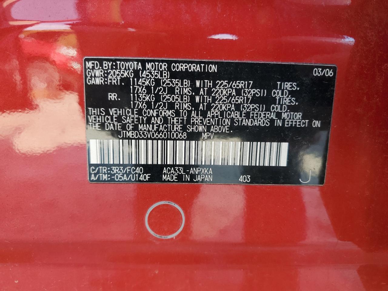 JTMBD33V066010068 2006 Toyota Rav4