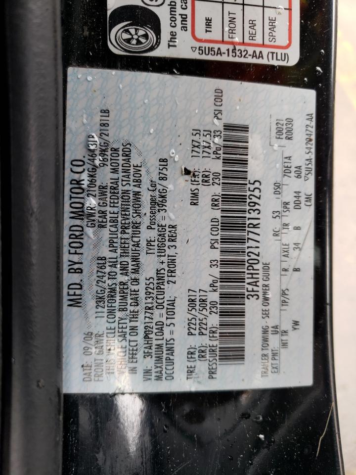 3FAHP02177R139255 2007 Ford Fusion Sel