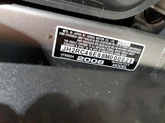 2008 HONDA VFR800 A JH2RC46E88M000025