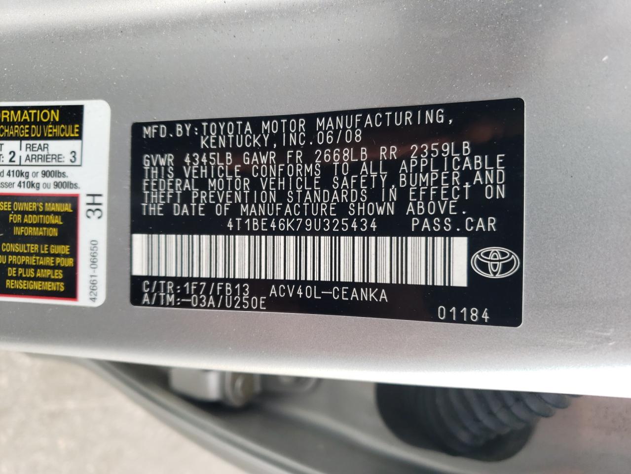 4T1BE46K79U325434 2009 Toyota Camry Base