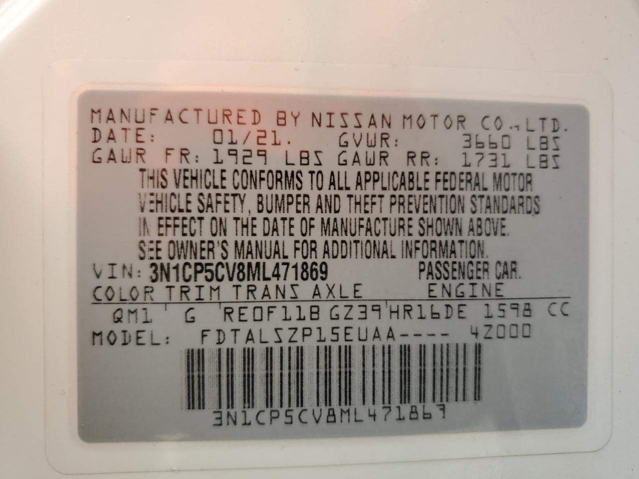 3N1CP5CV8ML471867 2021 Nissan Kicks Sv