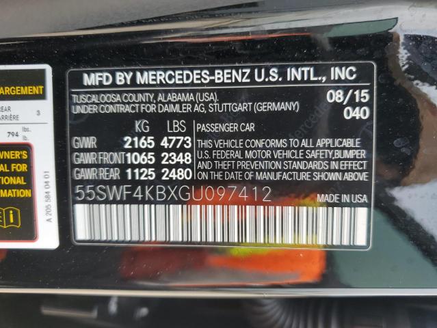 2016 Mercedes-Benz C 300 4Matic VIN: 55SWF4KBXGU097412 Lot: 54145314