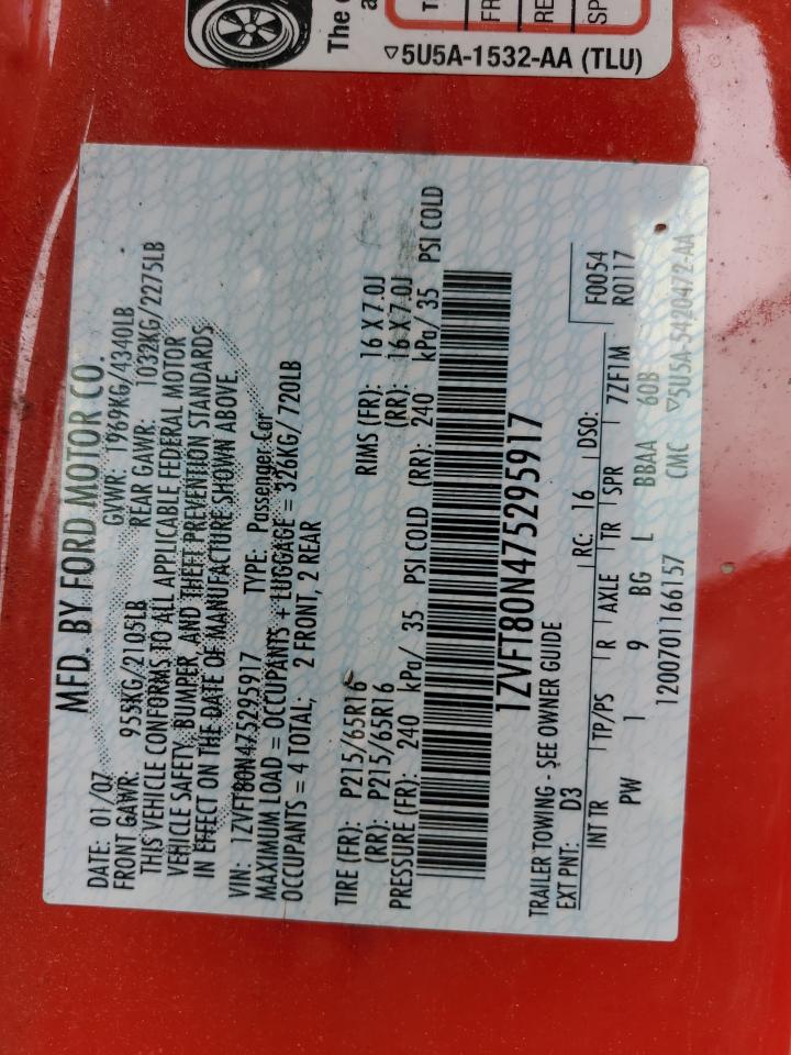 1ZVFT80N475295917 2007 Ford Mustang