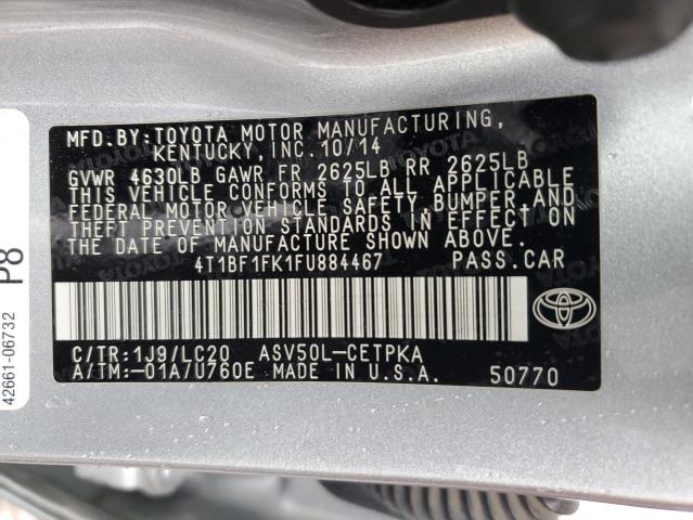 2015 Toyota Camry Le VIN: 4T1BF1FK1FU884467 Lot: 55702054