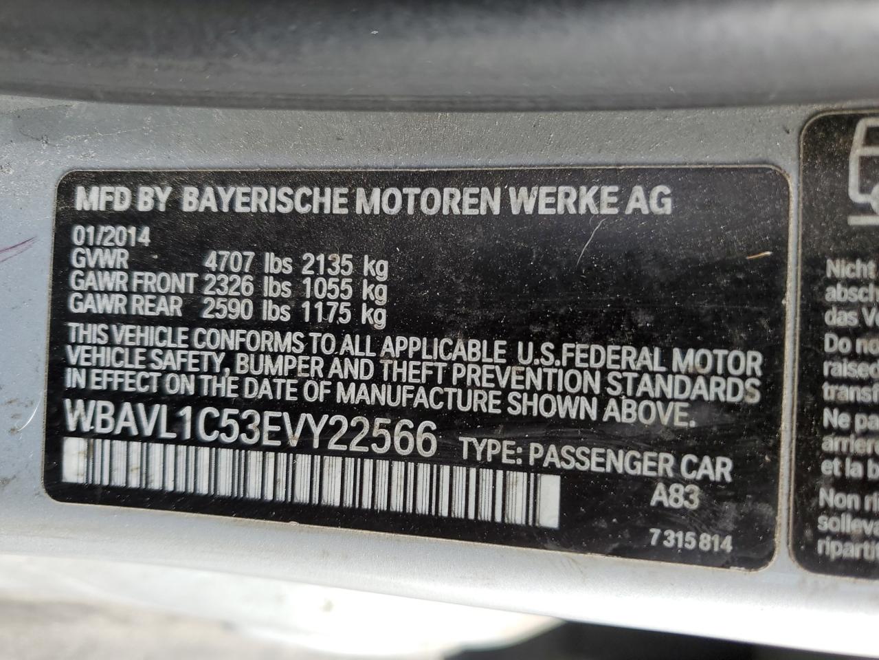 WBAVL1C53EVY22566 2014 BMW X1 xDrive28I