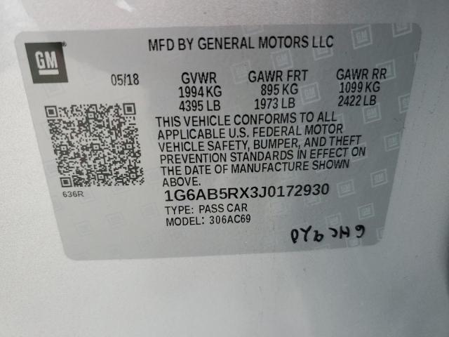 2018 Cadillac Ats Luxury VIN: 1G6AB5RX3J0172930 Lot: 53967374