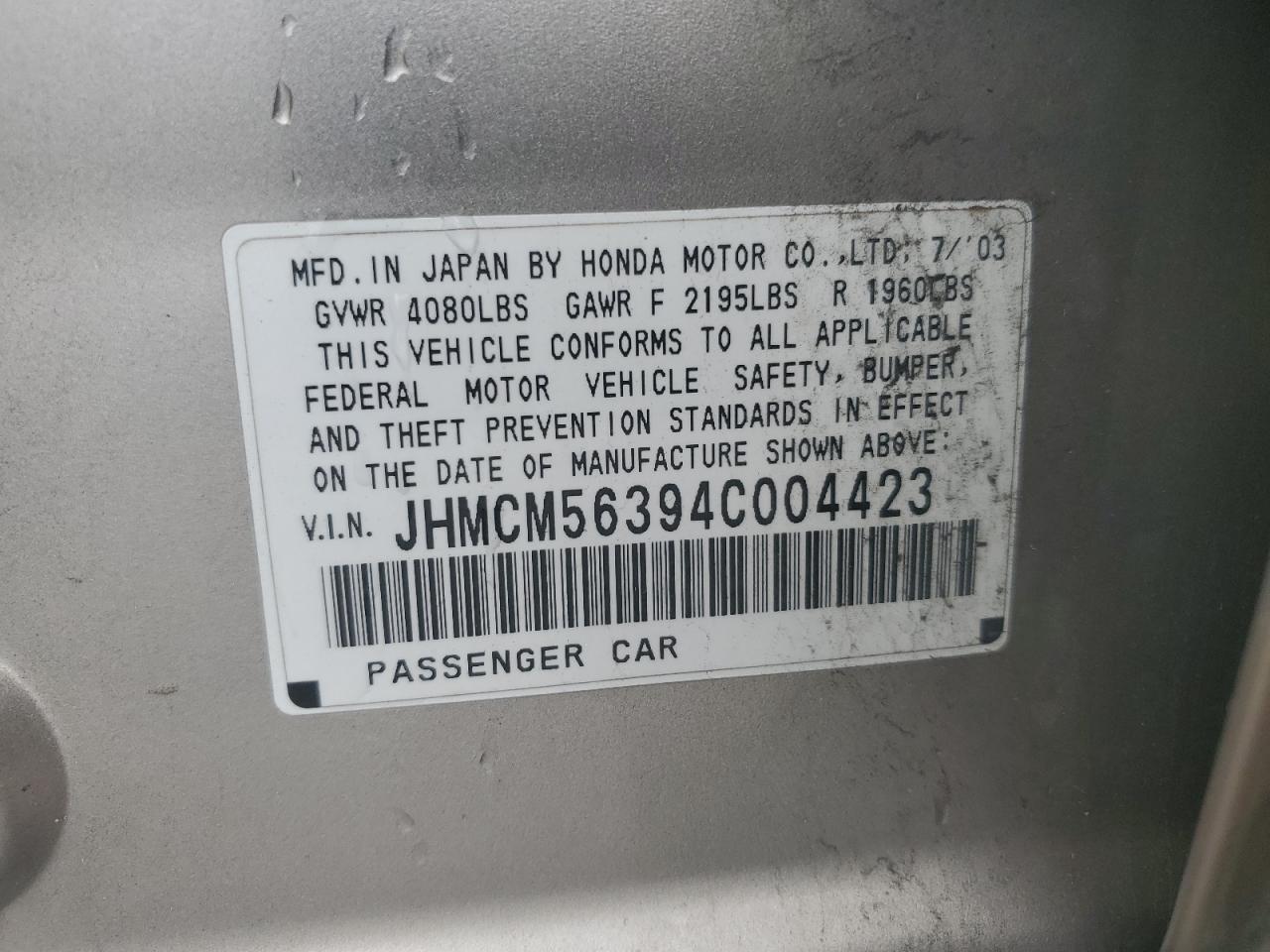 JHMCM56394C004423 2004 Honda Accord Lx