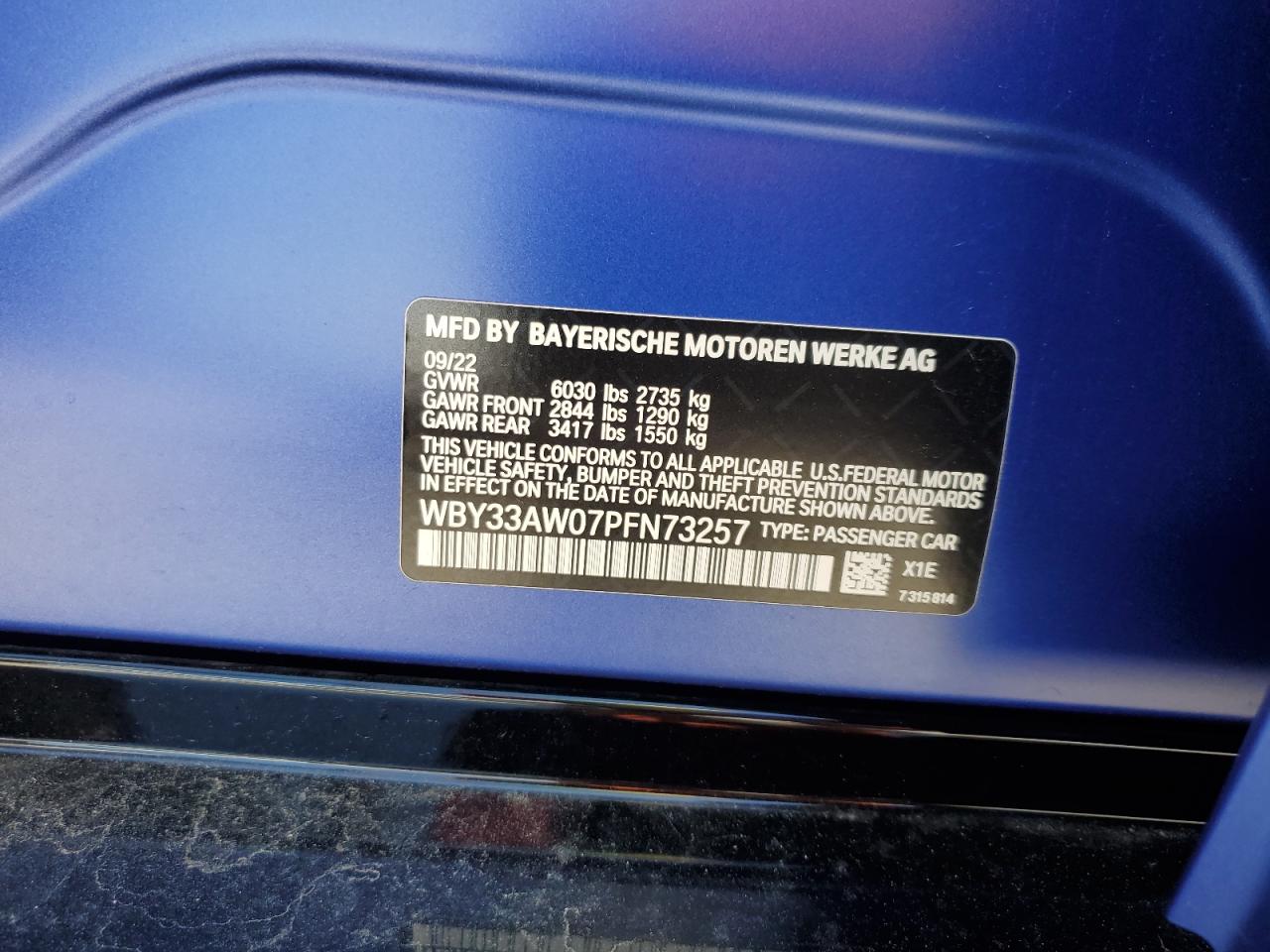 WBY33AW07PFN73257 2023 BMW I4 M50