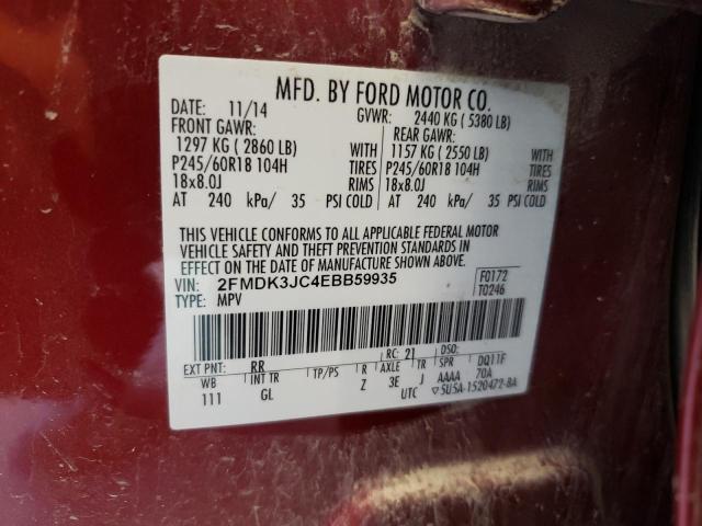 2014 Ford Edge Sel VIN: 2FMDK3JC4EBB59935 Lot: 53828864