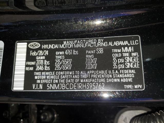 2024 Hyundai Tucson Sel VIN: 5NMJBCDE1RH395762 Lot: 56669244