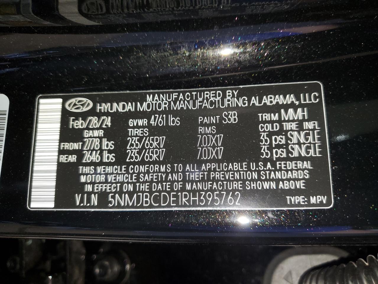 5NMJBCDE1RH395762 2024 Hyundai Tucson Sel