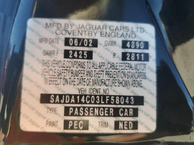 2003 Jaguar Xj8 VIN: SAJDA14C03LF58043 Lot: 55048944